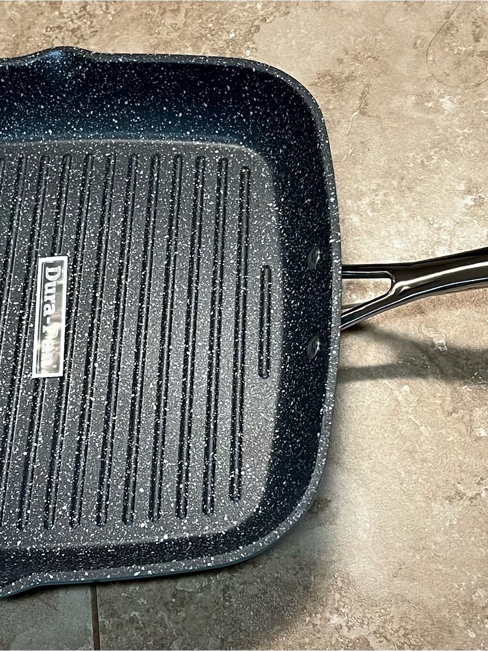 Black Speckled Nonstick Grill Pan with Ridged Surface